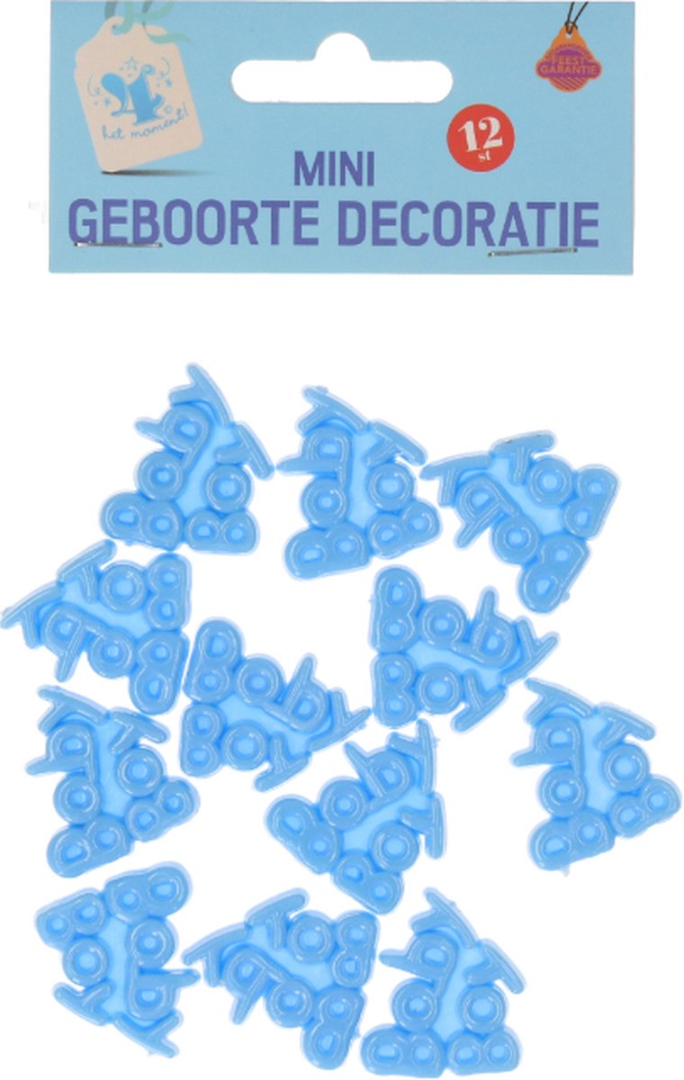 Babyshower Jongen - Mini geboorte decoratie blauw - Geboorte - Decoratie - Versiering - Babyshower - 12stuks.