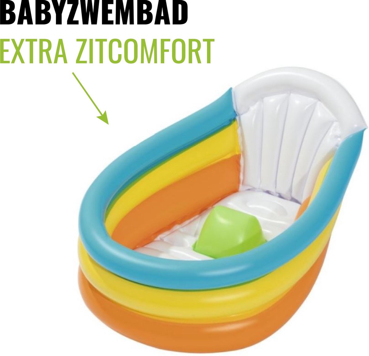 Babyzwembad - Extra zitcomfort door opblaasbare bodem - 76 x 48 x 33 cm - kinderzwembad