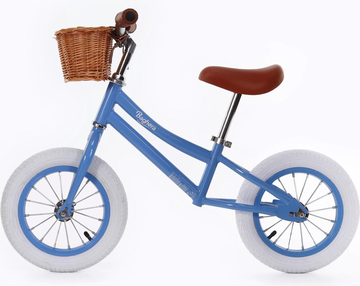 Baghera Draisienne Blauw - Loopfiets - Kinderfiets zonder pedalen- Retro - Vintage style - 3 tot 6 jaar