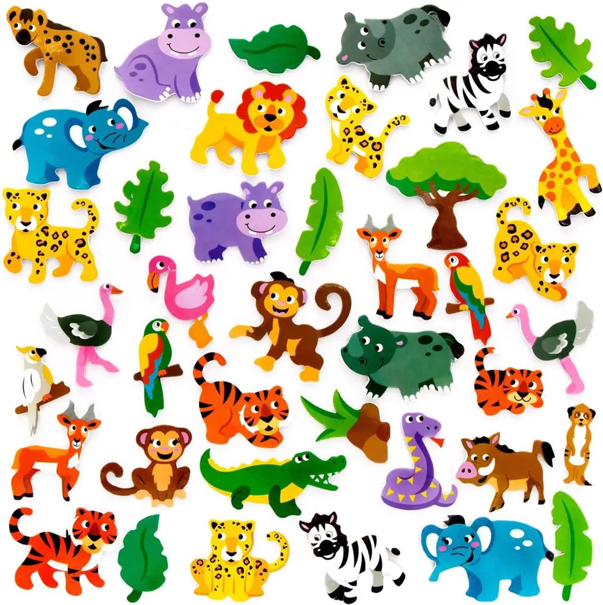 50x foam stickers jungle - dieren sticker foam - creaties maken