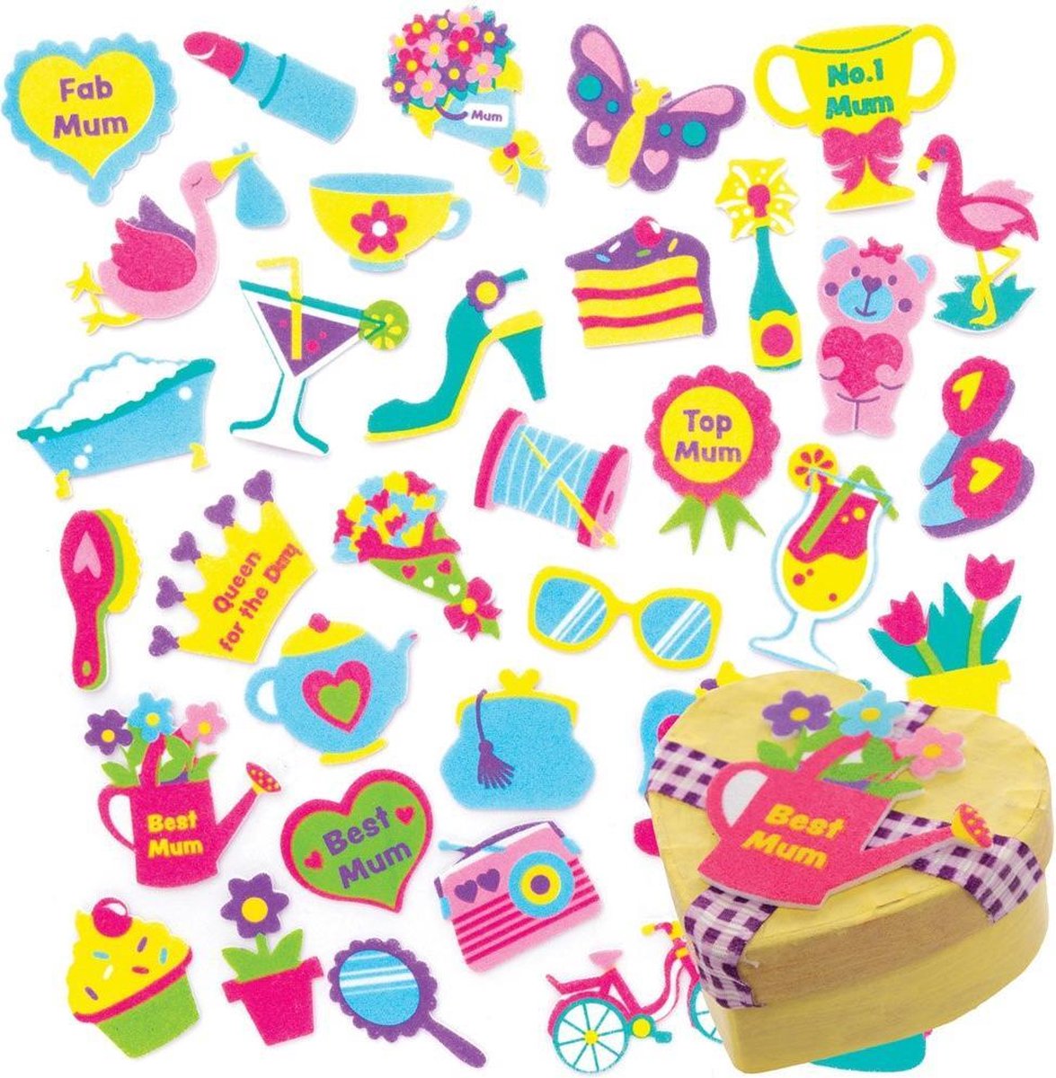 Baker Ross Foam Stickers voor Moederdag - Kids Knutselspullen (12 stuks)