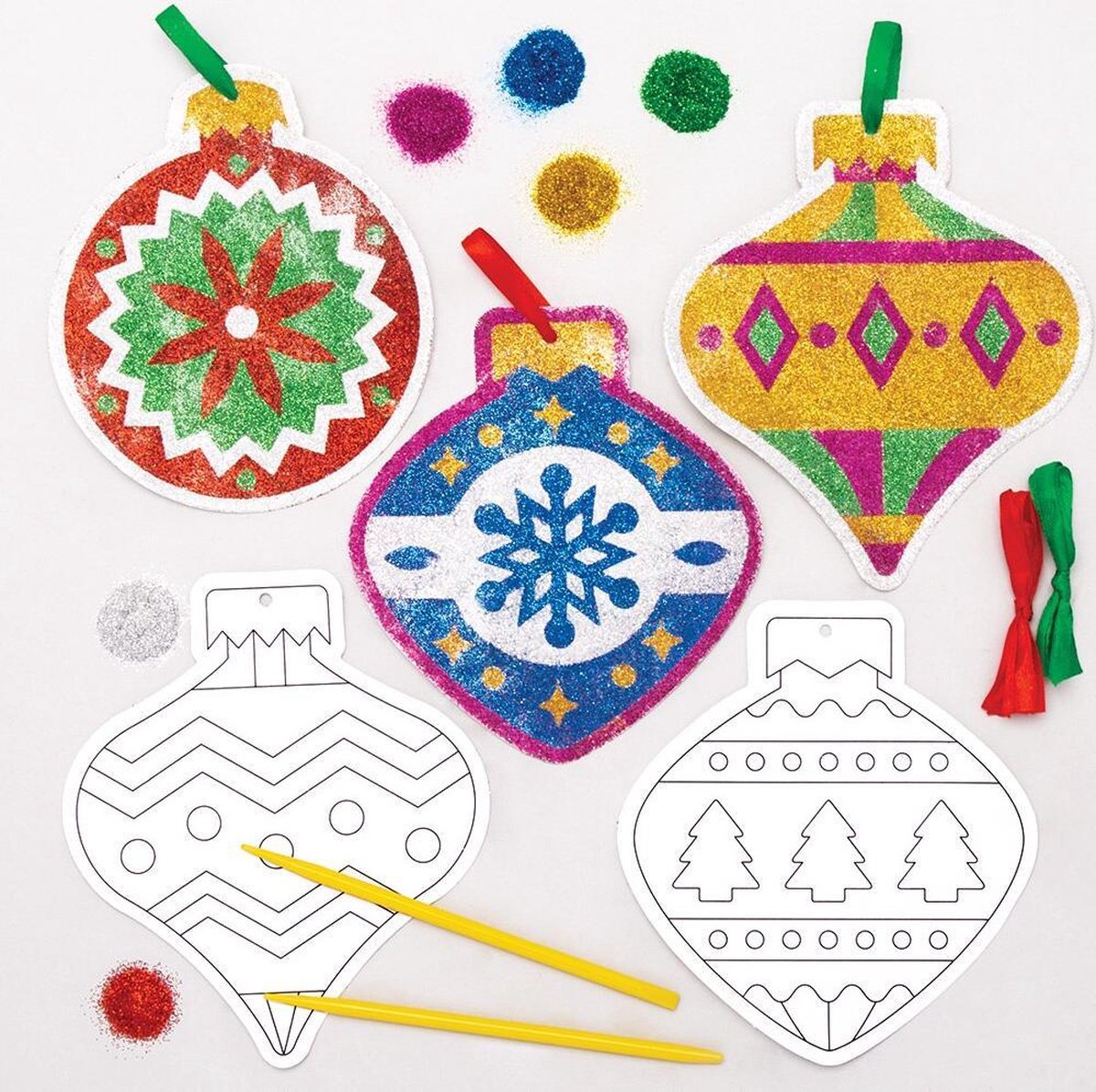 Baker Ross Glitter Kerstbal Decoratie Sets  (6 stuks)