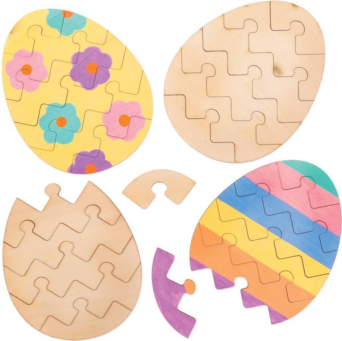 Baker Ross Paasei Puzzels van Hout - Knutselspullen voor Kinderen (5 stuks)