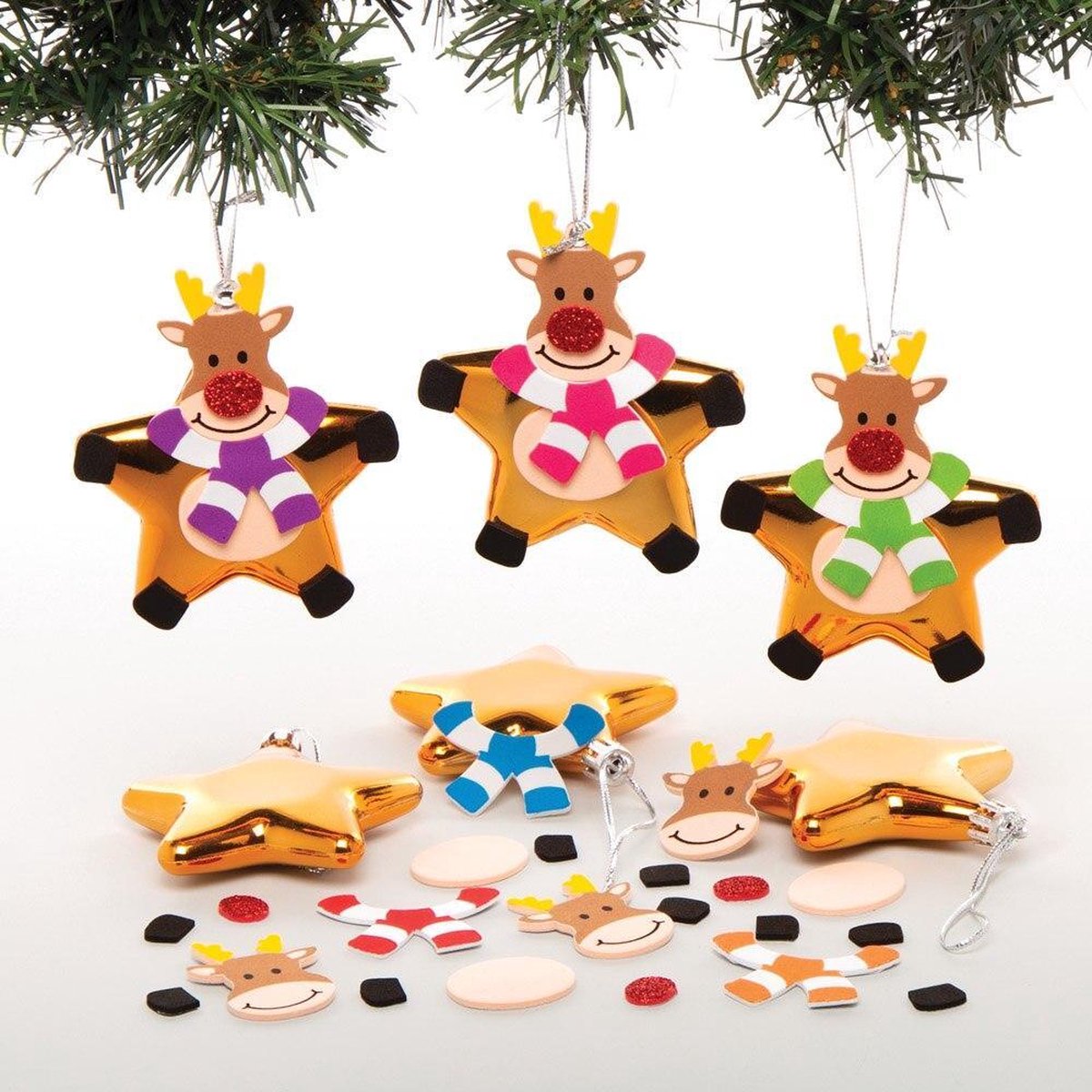 Baker Ross Rendier Stervormige Kerstbal Sets  (6 stuks)