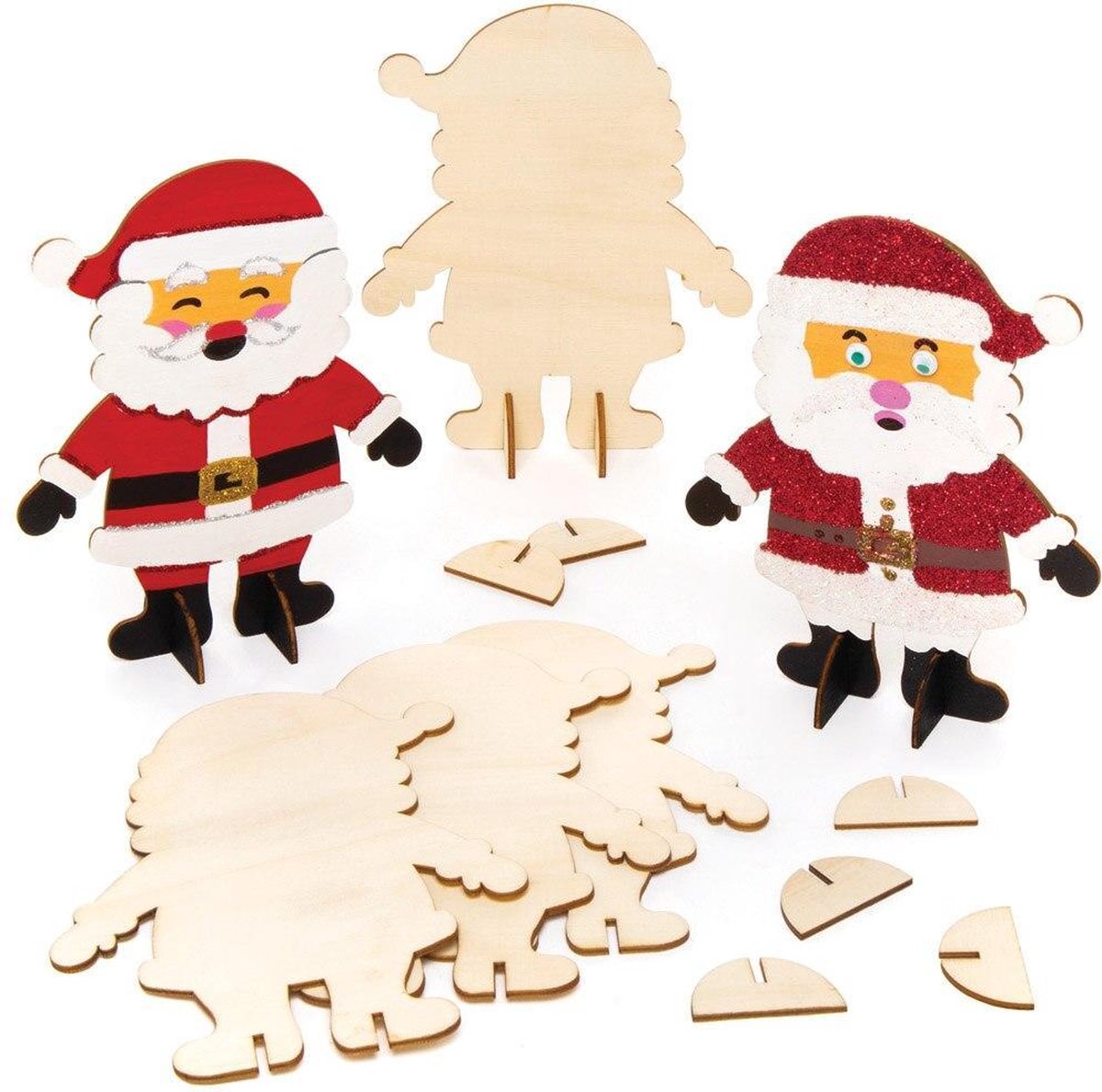 Baker Ross Staande Kerstman van Hout  (6 stuks)