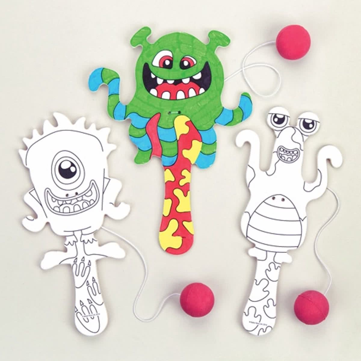 Batje en bal buitenaardse monsters om zelf in te kleuren. Buitenaards leuk speelgoed voor zakgeldprijzen - Perfect voor in feesttasjes voor kinderen (5 stuks per verpakking)