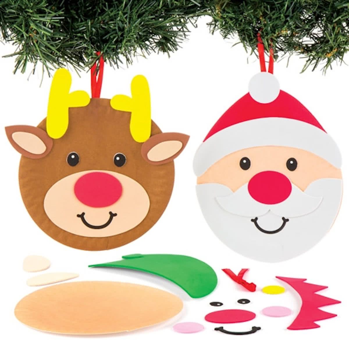 Decoratiesets met kerstborden. Leuke knutselsets voor kerst voor jongens en meisjes (5 stuks per verpakking)