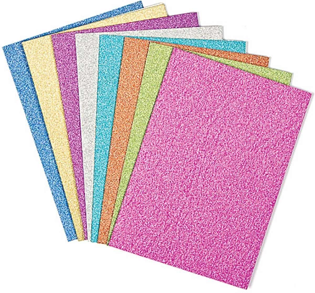 Glitterkaarten - knutselmateriaal voor kinderen en volwassen voor scrapbooking decoupage en decoraties versieren (8 stuks)