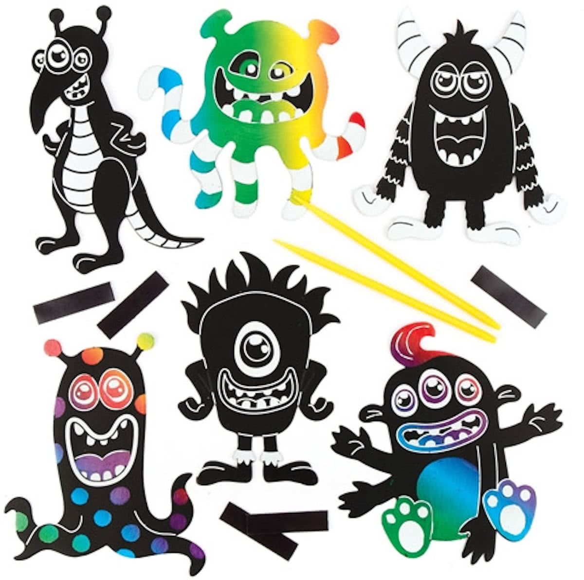 Kraskunstmagneten buitenaardse monsters voor kinderen. Leuke kinderknutsel- en decoratiesets voor jongens en meisjes (10 stuks per verpakking)