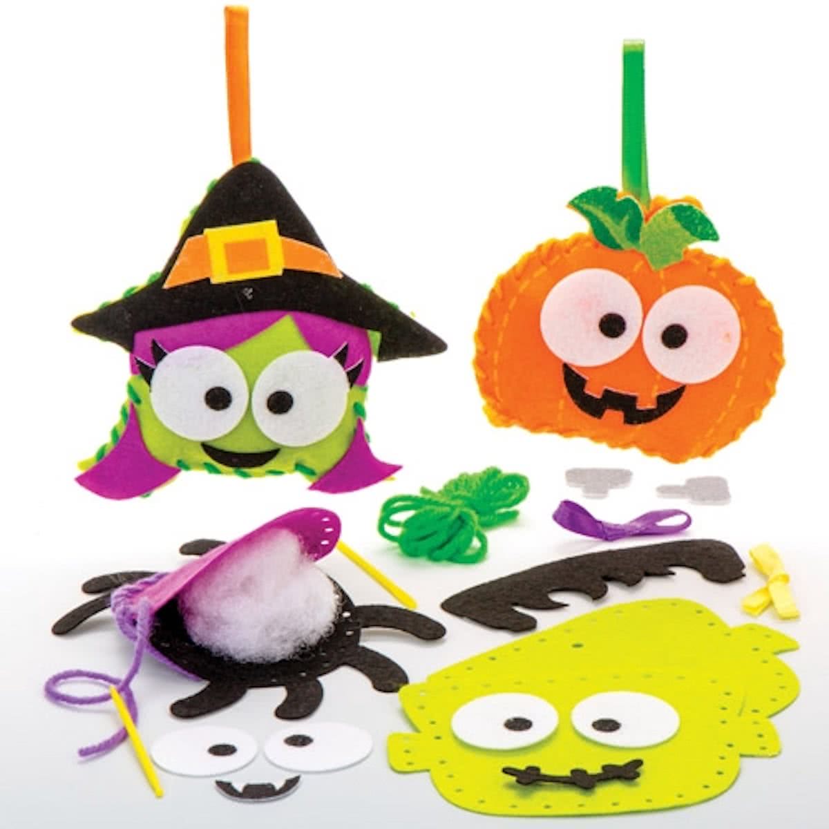 Naaisets Halloween voor kinderen. Leuke knutsel- en decoratiesets voor Halloween voor jongens en meisjes (4 stuks per verpakking)