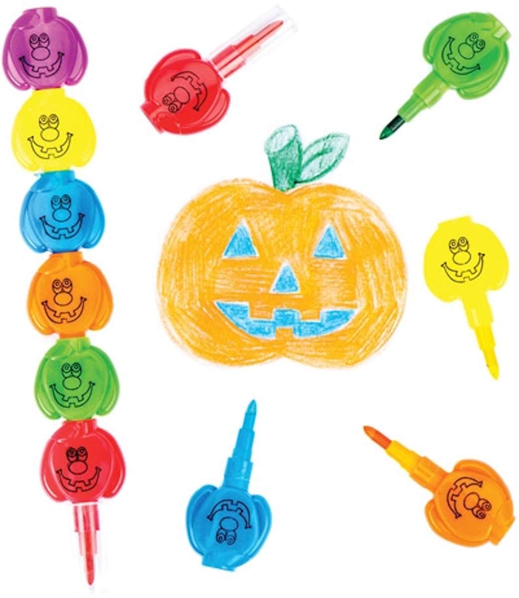 Pompoen pop-a-point-krijtjes voor kinderen. Leuke halloweencadeautjes voor zakgeldprijzen - Perfect voor in feesttasjes voor kinderen (4 stuks per verpakking)