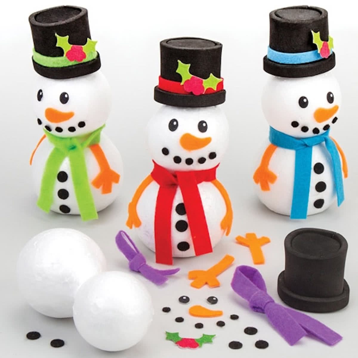 Sets Sneeuwpop maken - Creatieve kerstknutselsets voor kinderen (4 stuks per verpakking)