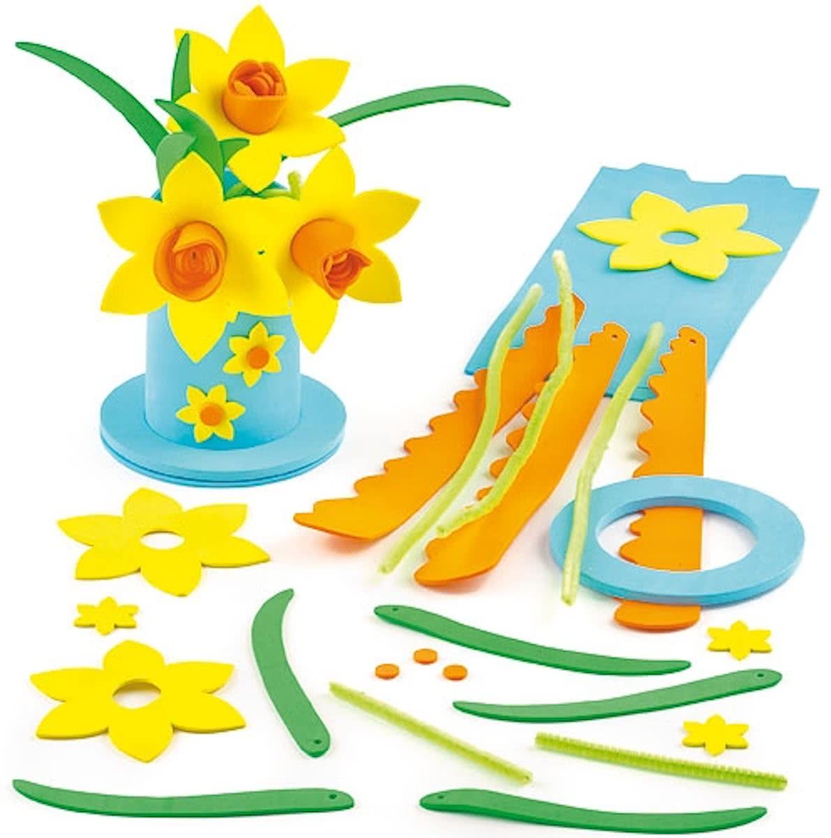 Sets met foam narcissen en vaas  (2 stuks per verpakking)