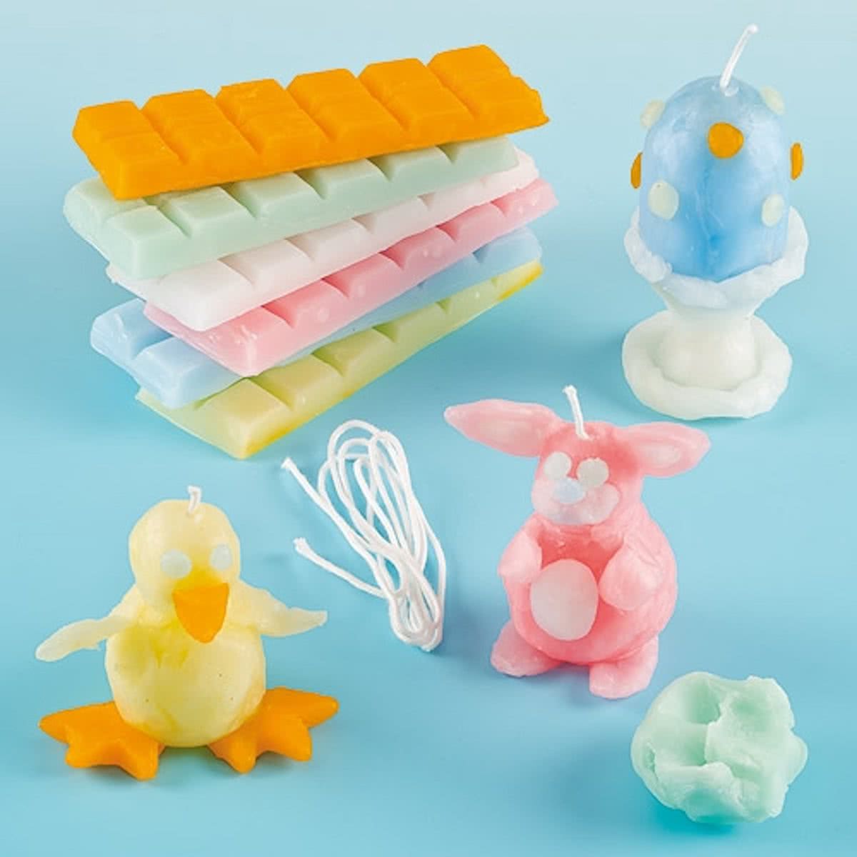 Zelfmaak set - pastelkleurige kaarsen maken - creatieve knutselpakket voor kinderen en volwassen (Per pakket)