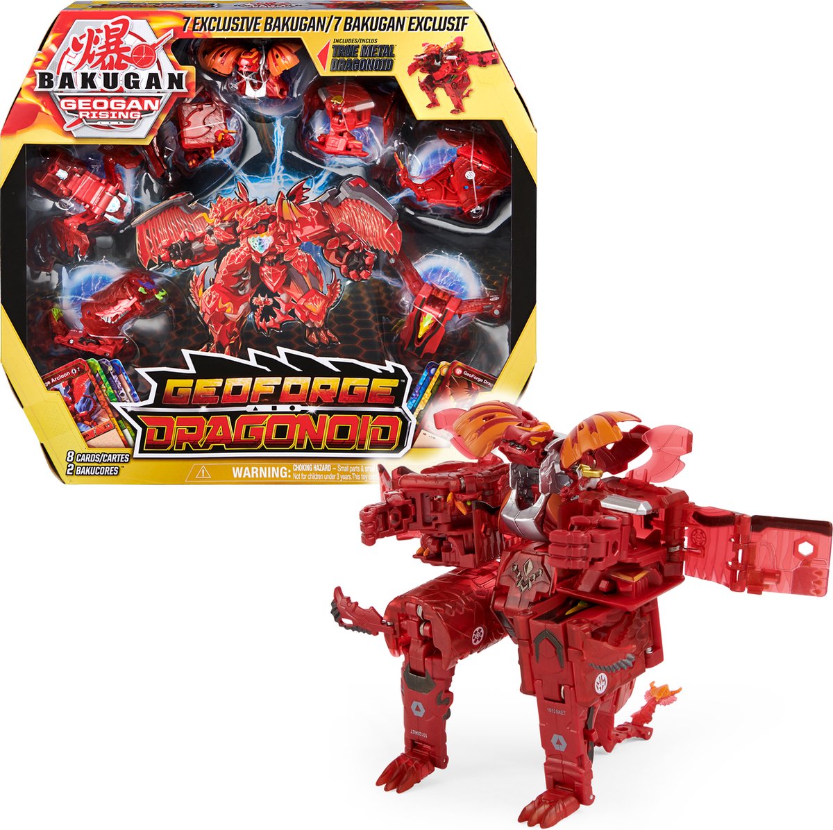 Bakugan - GeoForge Dragonoid - 7-in-1 - True Metal Dragonoid en 6 Geogan Bakugan-actiefiguren