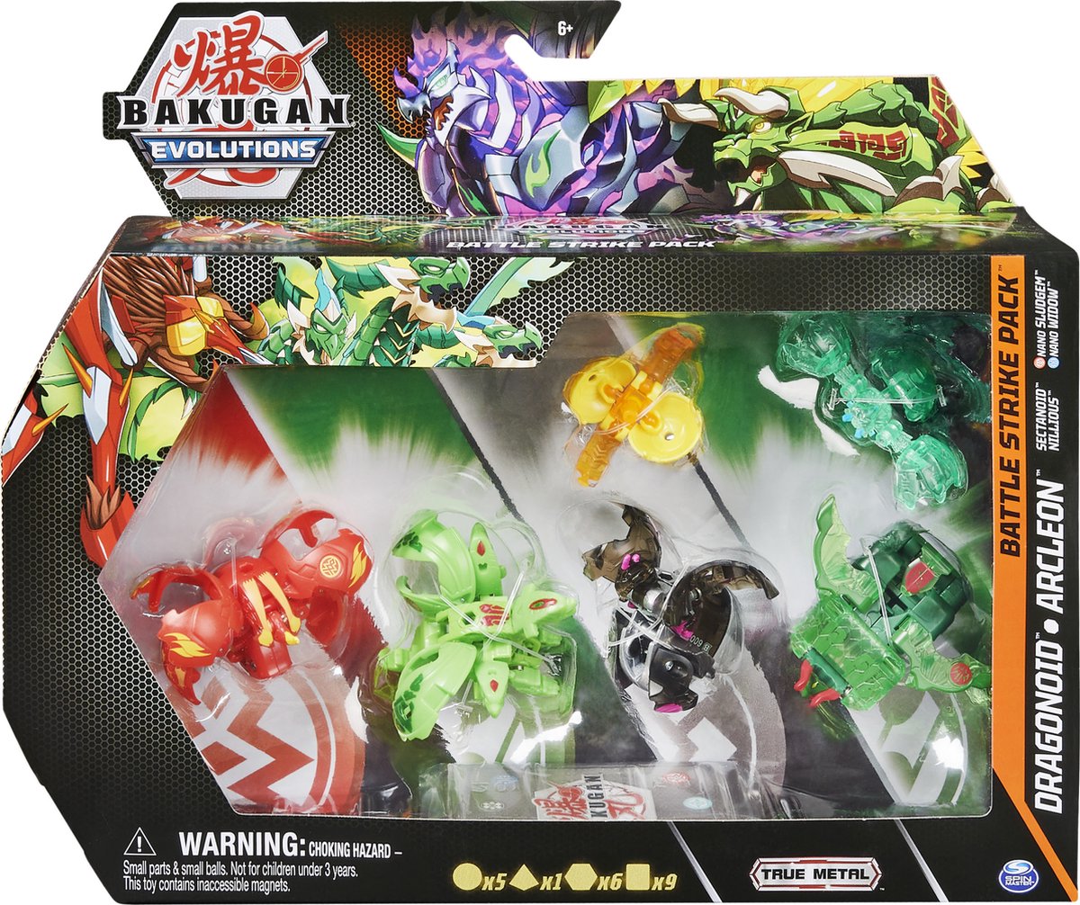 Bakugan Evolutions Dragonoid x Sluggler Battle Strike Pack - inclusief 6 Bakugan-actiefiguren 9 ruilkaarten en 8 Bakukernen