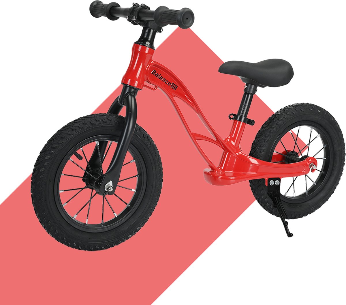 Balance Bike Sport - loopfiets - vanaf 2 jaar - rood - 12 inch luchtbanden - met handige standaard - verstelbare zadelpen - extra licht frame