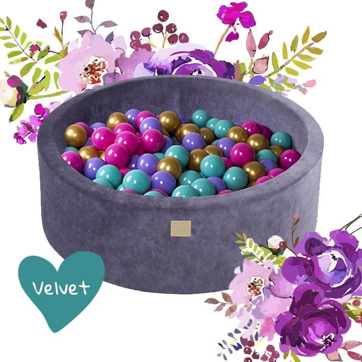 ballenbak XL Velvet SET Bloemetjes - 90x30 incl. 250 ballen