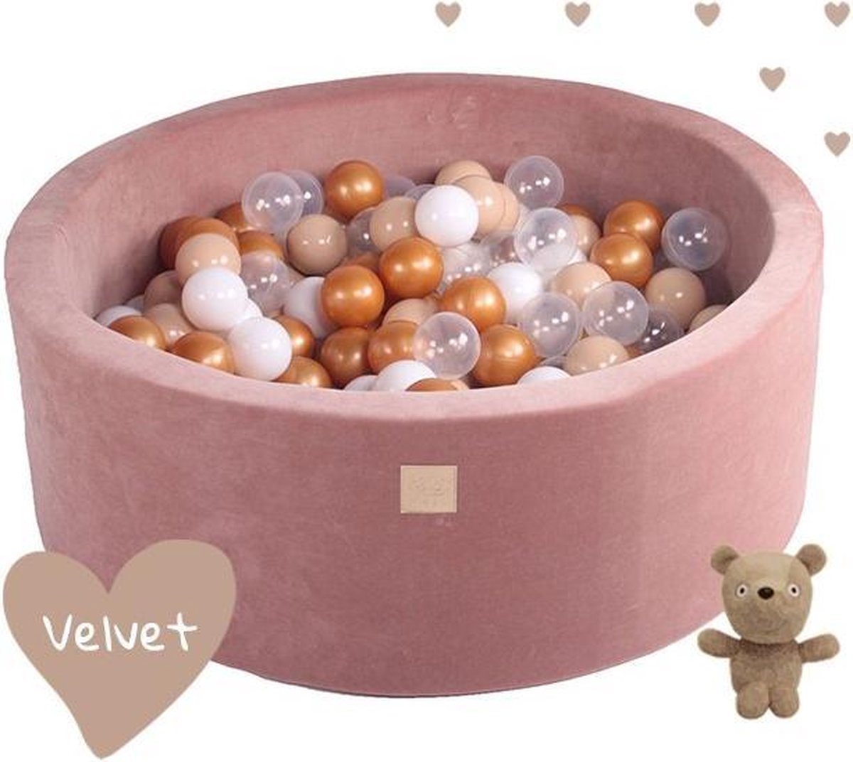 ballenbak XL Velvet SET Teddy Bear - 90x30 incl. 250 ballen