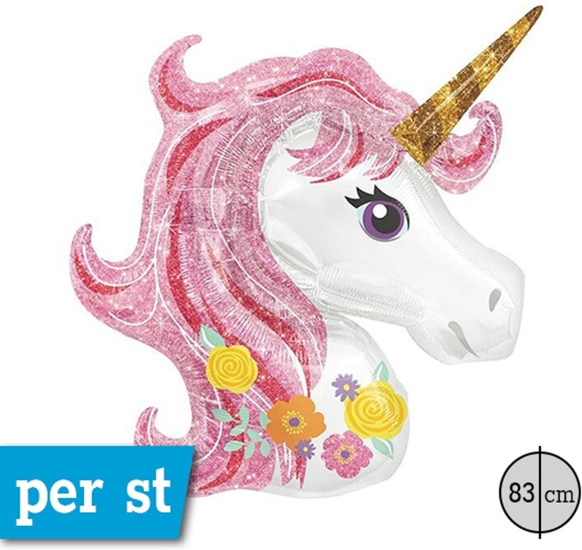 Folie ballon supershape magical unicorn, 83cm x 73 cm, verpakt