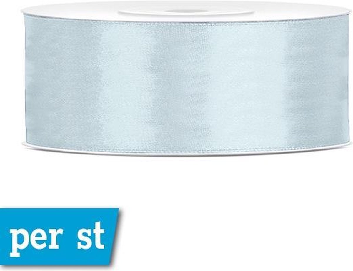 Licht powder blauw satijnlint 2,5 cm breed en 25 m lang