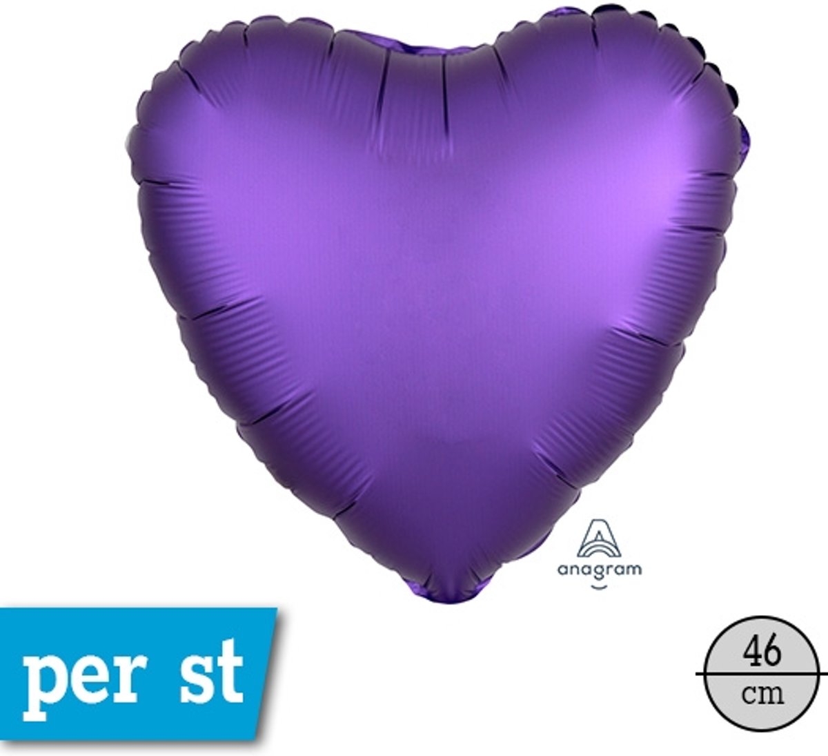 Satin Luxe hart folie ballon, Royal purple (paars), 46 cm, verpakt