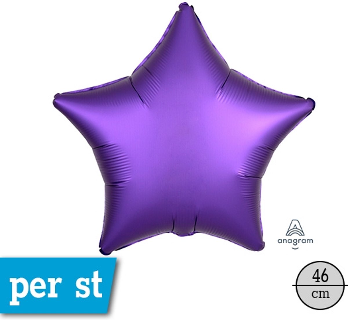 Satin Luxe ster folie ballon, Royal purple (paars), 46 cm, verpakt