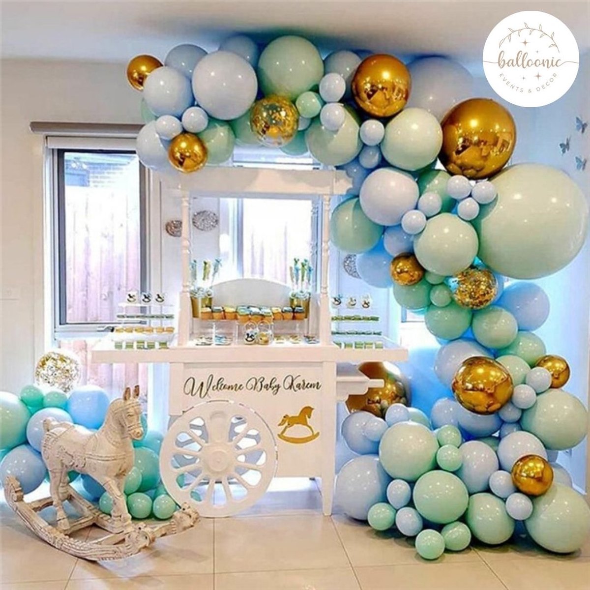 Balloonic Ballonnenboog – Baby Shower – Boy – Jongen – Blauw & Goud – Ballonboog Feest Decoratie Versiering – Decoratiepakket – Ballonnen Verjaardag – Feestartikelen.