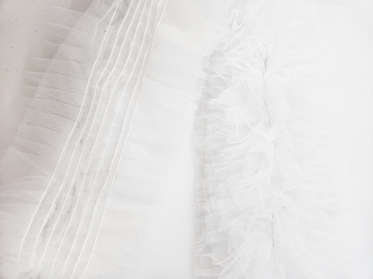  ® Naai band - Kant rushes tutu tule tulle Wit - Sier afwerk band kleding maken