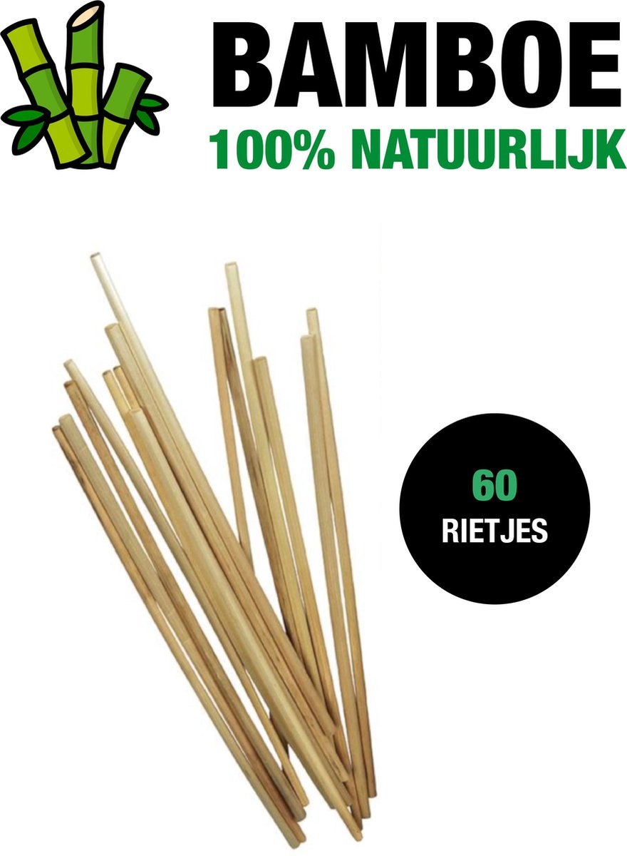 Bamboe rietjes - 60 herbruikbare rietjes - 21 cm - 100% natuurlijk en milieuvriendelijk - biologisch afbreekbaar