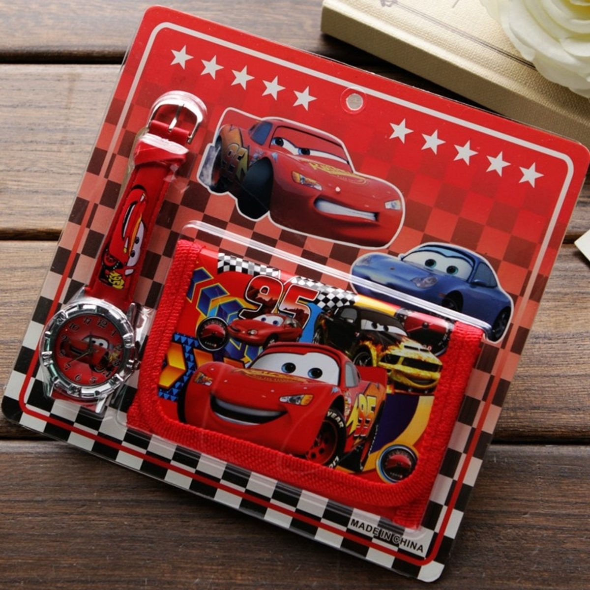 cartoon portemonnee horloge set Cars bliksem mcqueen