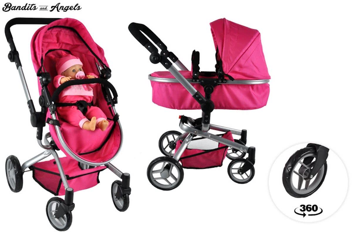 Bandits and Angels Pink Angel 2in1 poppenwagen