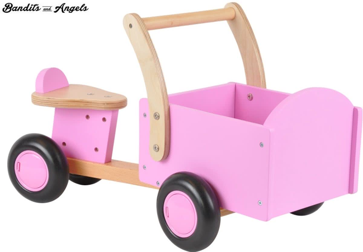 Houten bakfiets little rider pink