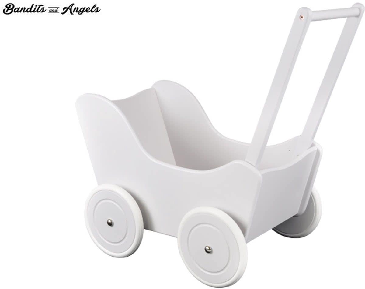 Houten poppenwagen Little Angel special white