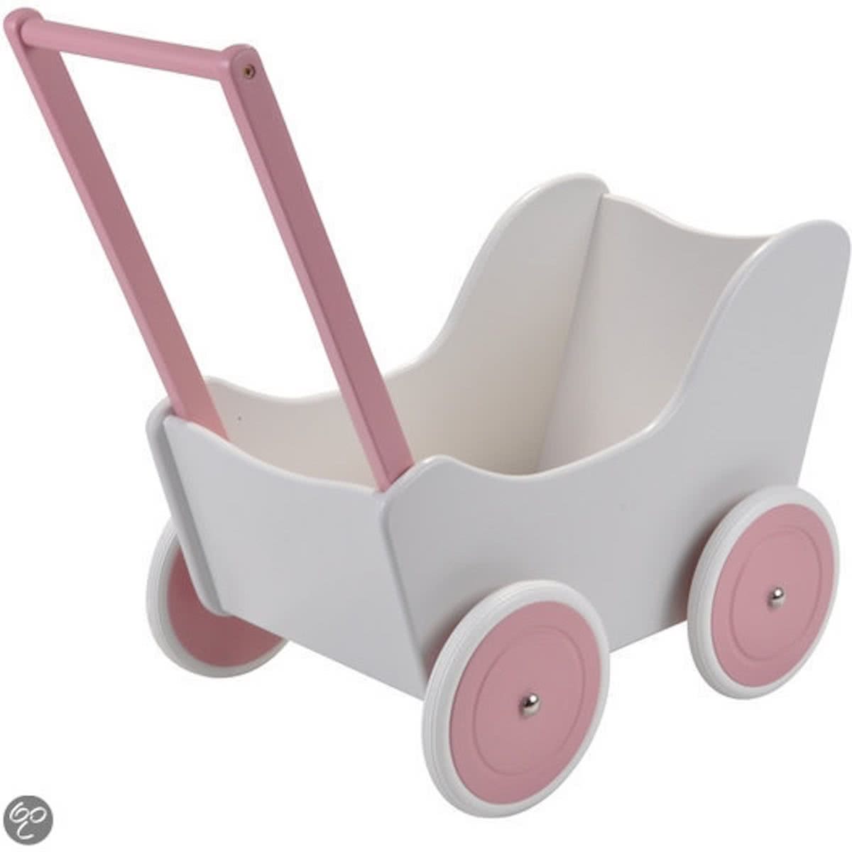 Houten poppenwagen Little Angel white