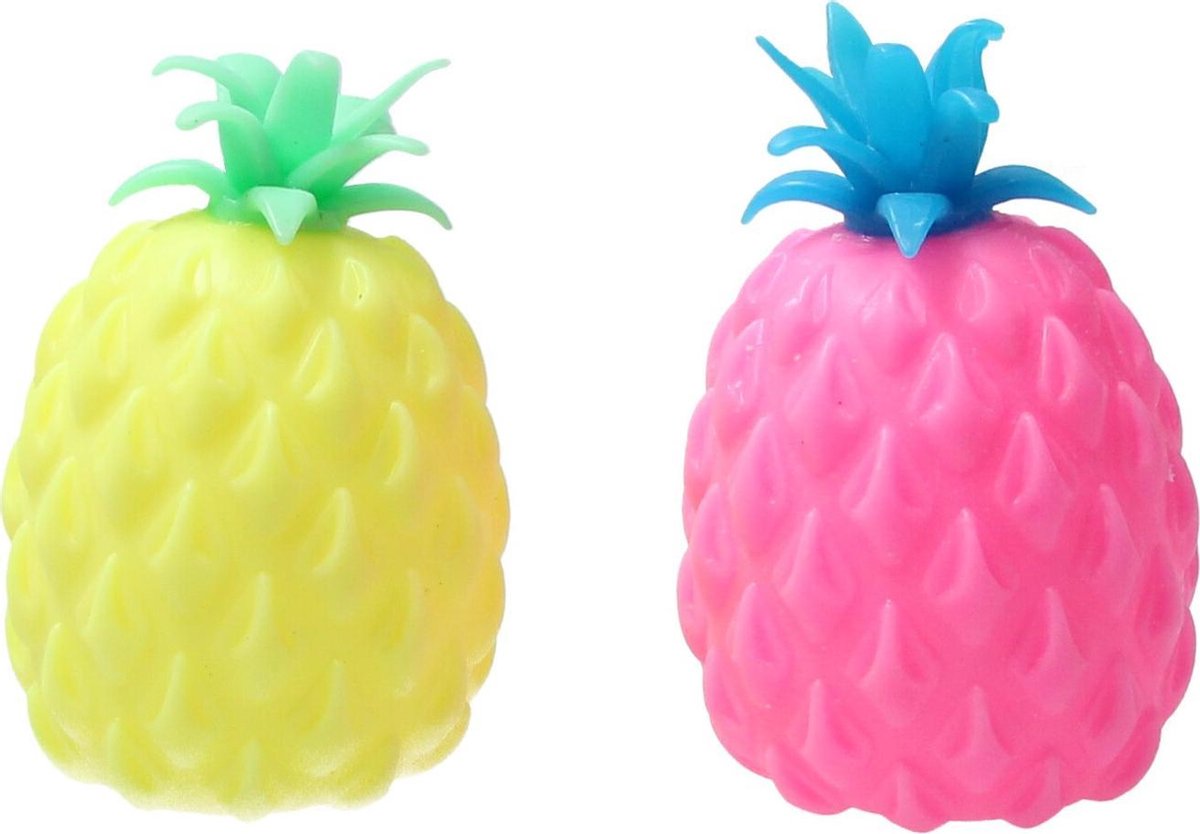 Banzaa Ananas Waterparels Stressbal 11x7cm 2 stuks Roze ‒ Geel