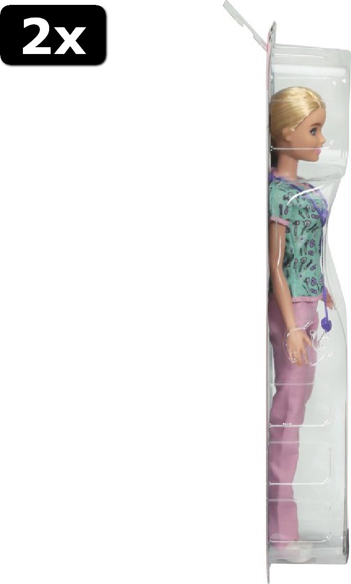 2x Barbie Careers Verpleegster Barbie Pop met Stethoscoop