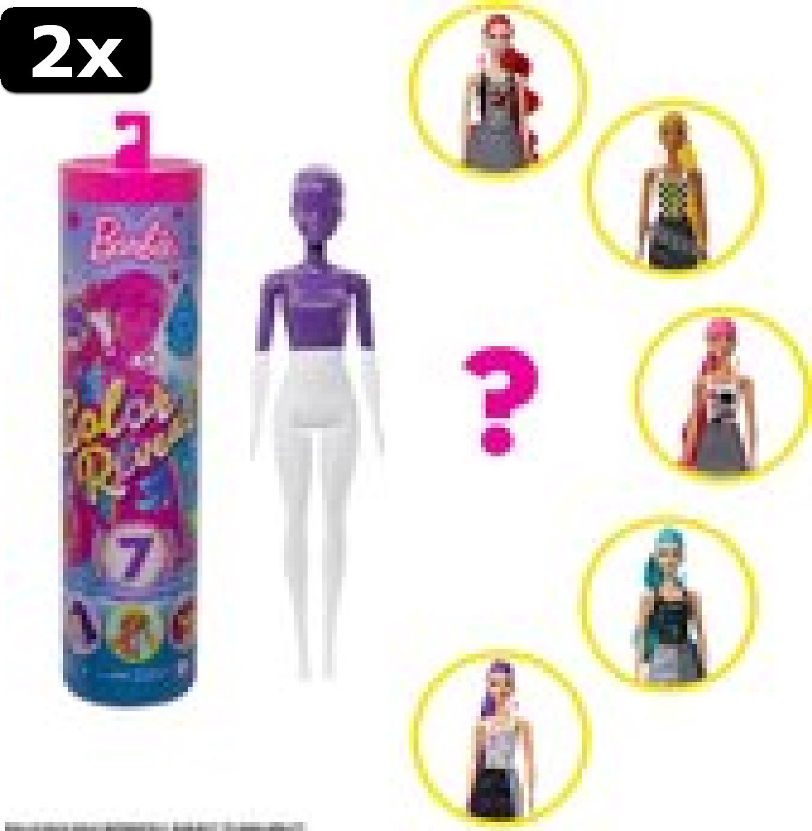 2x Barbie Color Reveal Wave 2 Color Block Serie - Barbiepop