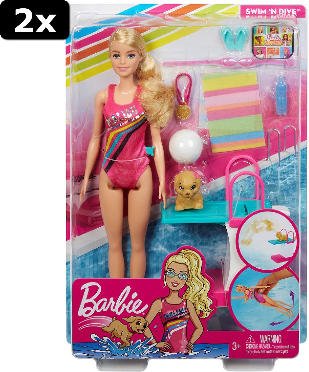 2x Barbie Dreamhouse Adventures - Barbie zwempop