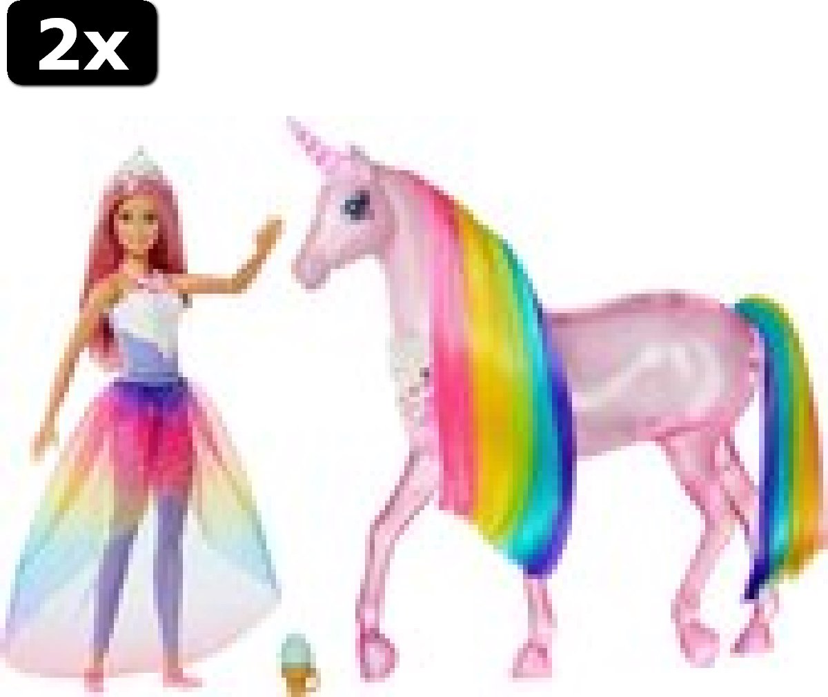 2x Barbie Dreamtopia Barbie Pop met Eenhoorn - Speelset