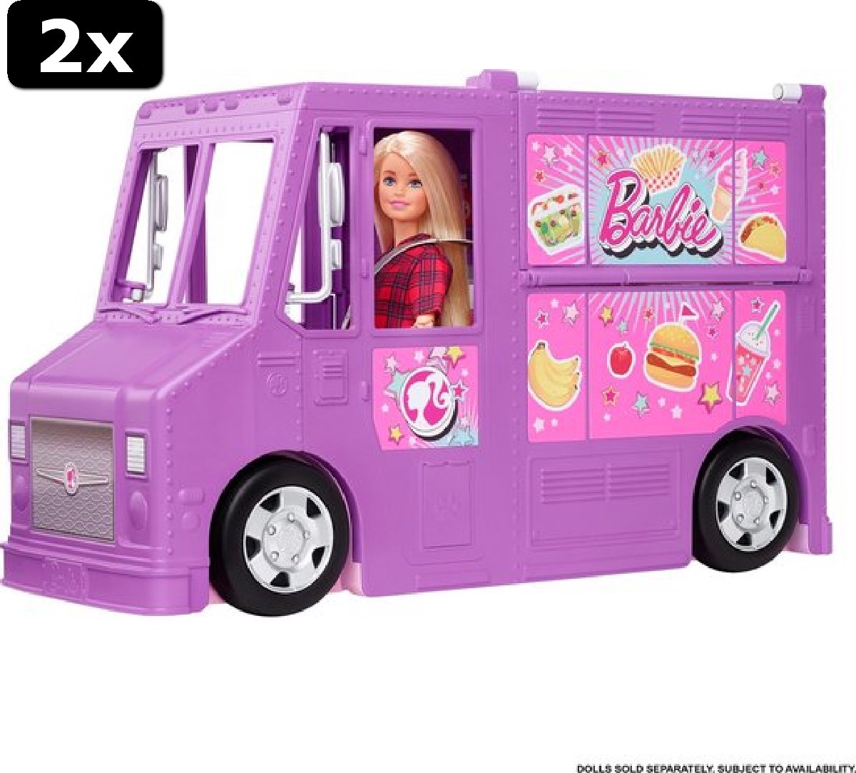 2x Barbie Estate Fresh N Fun Foodtruck - Barbie Auto met Kookaccessoires