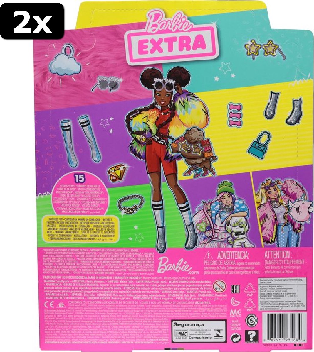 2x Barbie Extra Pop 2 Regenboogjas - Modepop