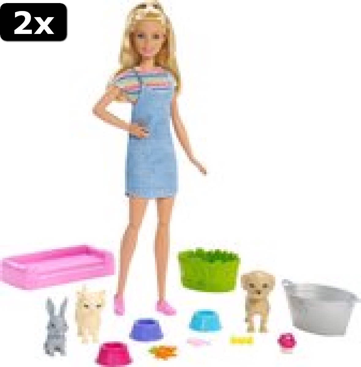 2x Barbie Huisdierenwassalon Speelset - Barbiepop