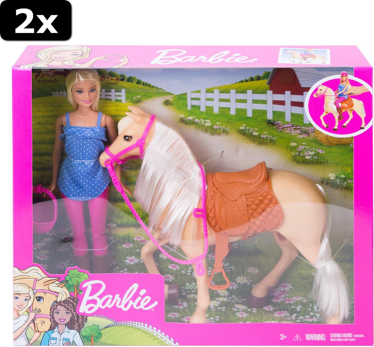 2x Barbie Pop met Paard