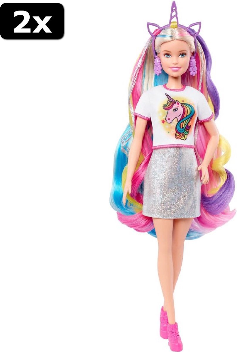 2x Barbie Tienerpop Fantasy Hair Meisjes 30 Cm 12-delig