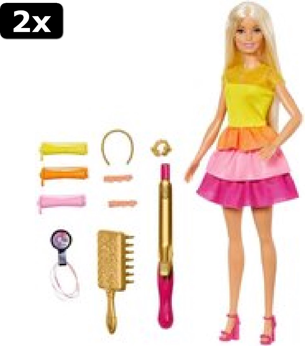 2x Barbie Ultieme Krullen Barbiepop en Speelset