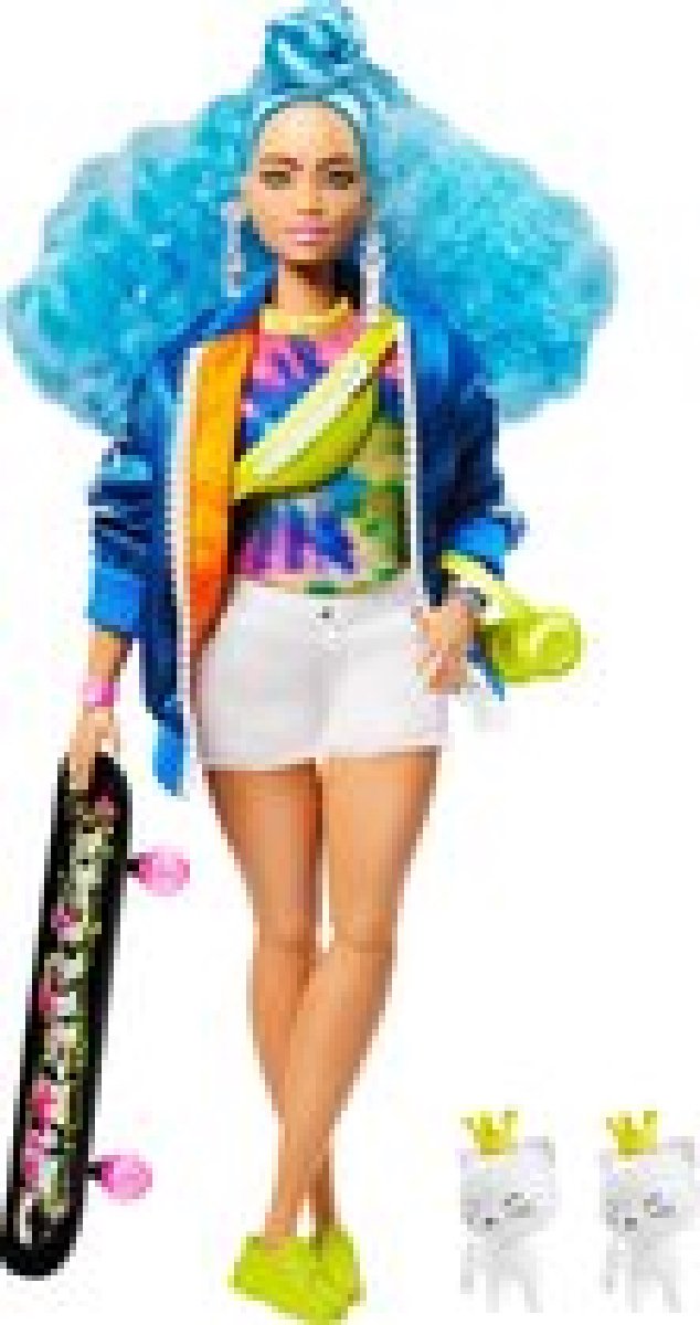 Barbie Extra Blauw Krullend Haar - Modepop