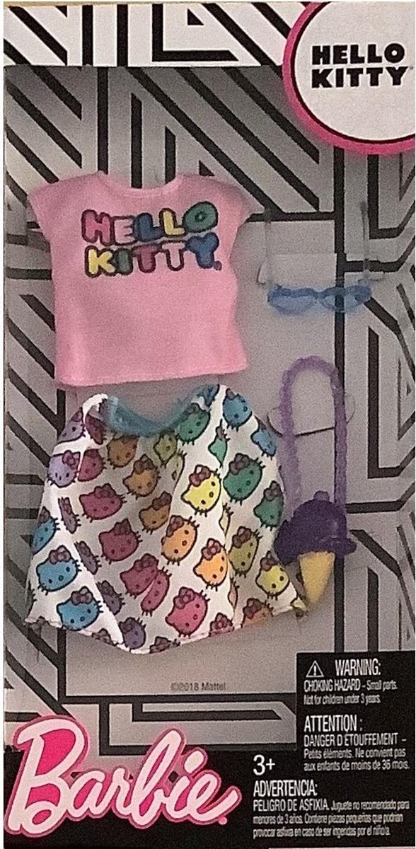 Barbie Kleding Outfit Hello Kitty Rok + Roze Top