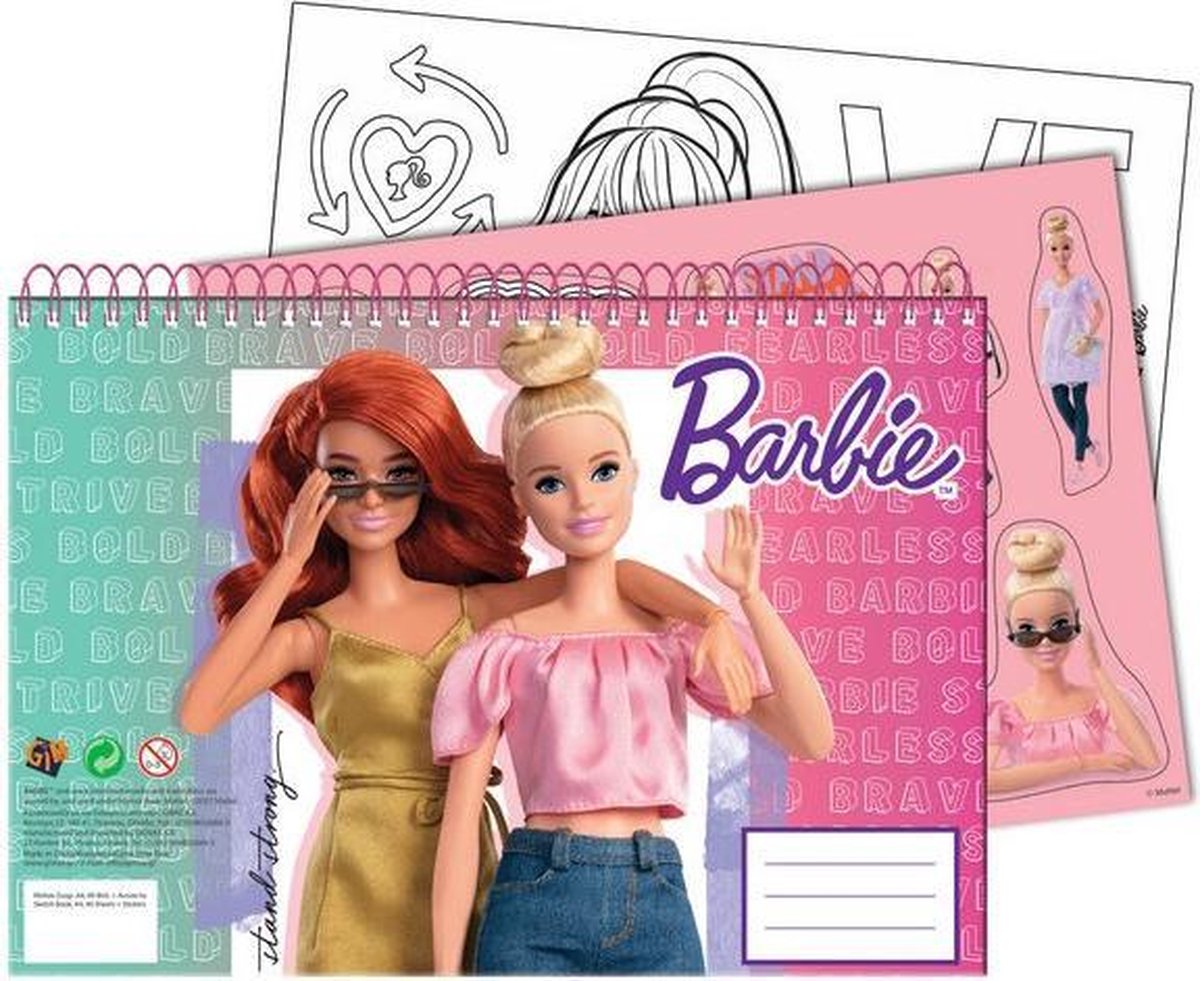 Barbie Schetsblok 33 Cm Papier Roze/groen 40 Vellen 2-delig