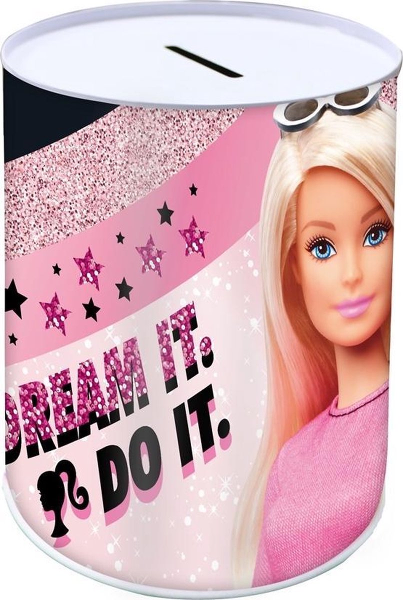 Barbie Spaarpot Dream It Meisjes 10 X 15 Cm Staal Roze